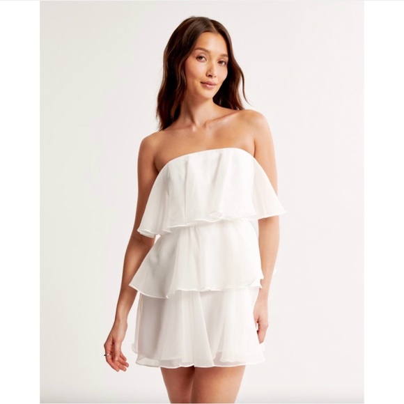 Abercrombie & Fitch Dresses & Skirts - Abercrombie & Fitch Organza Strapless Tiered Mini Dress